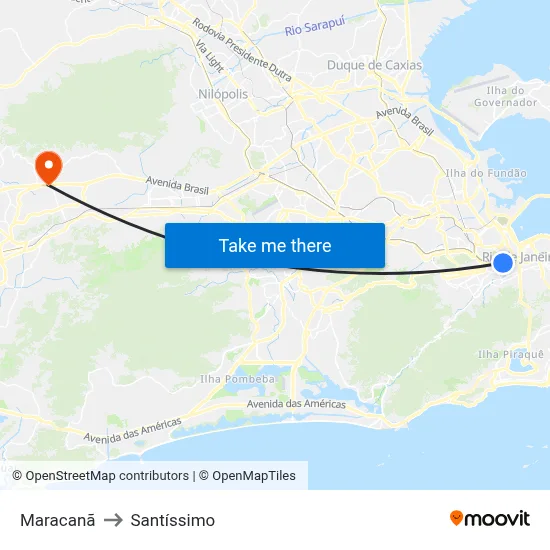 Maracanã to Santíssimo map
