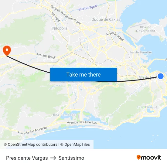 Presidente Vargas to Santíssimo map