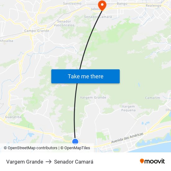 Vargem Grande to Senador Camará map