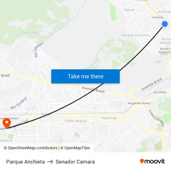Parque Anchieta to Senador Camará map