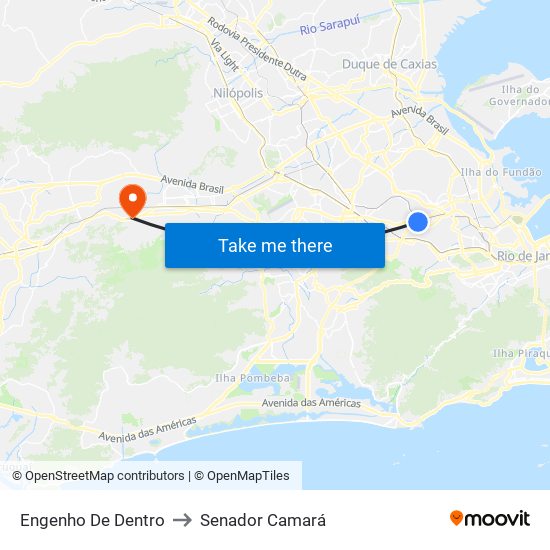 Engenho De Dentro to Senador Camará map