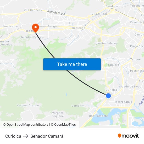 Curicica to Senador Camará map