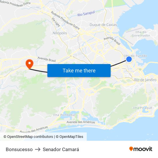 Bonsucesso to Senador Camará map