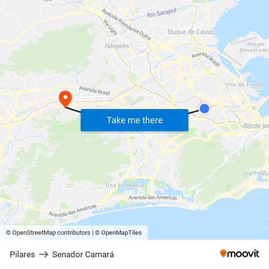 Pilares to Senador Camará map