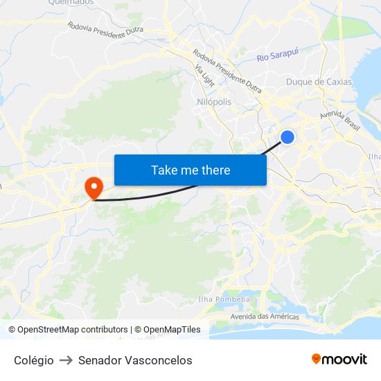 Colégio to Senador Vasconcelos map