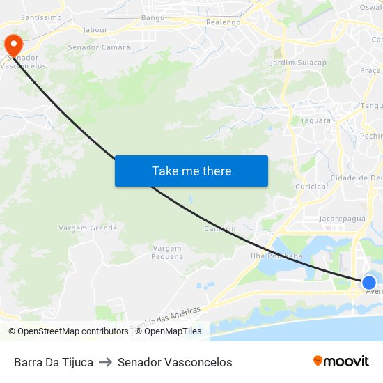 Barra Da Tijuca to Senador Vasconcelos map