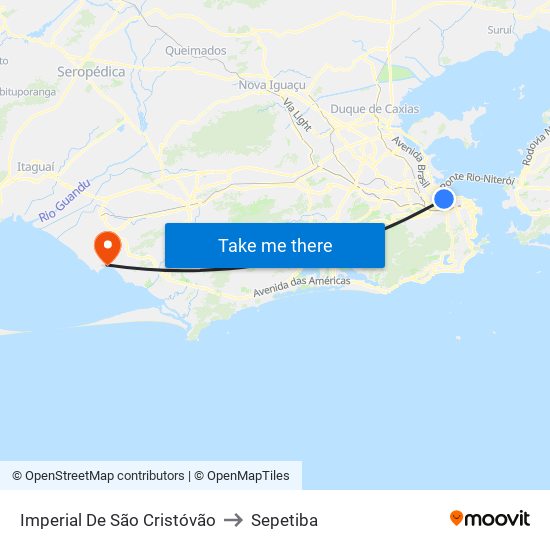 Imperial De São Cristóvão to Sepetiba map