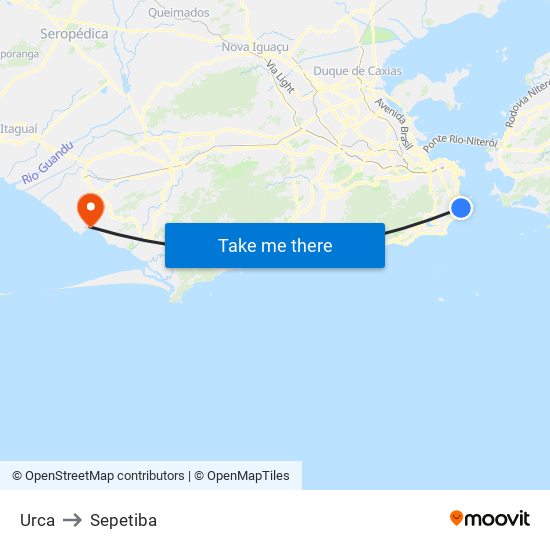 Urca to Sepetiba map