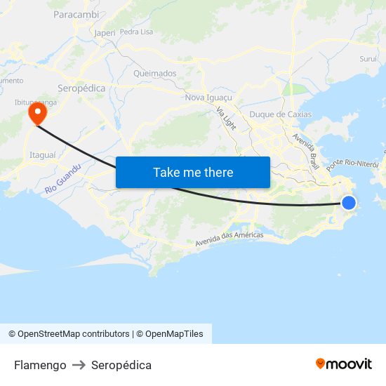Flamengo to Seropédica map