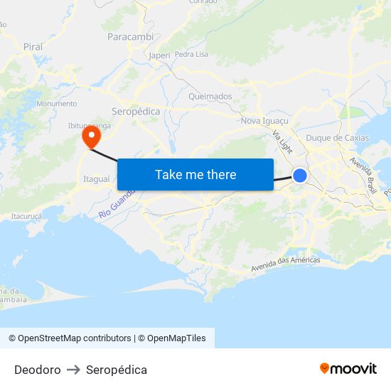 Deodoro to Seropédica map