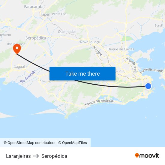 Laranjeiras to Seropédica map