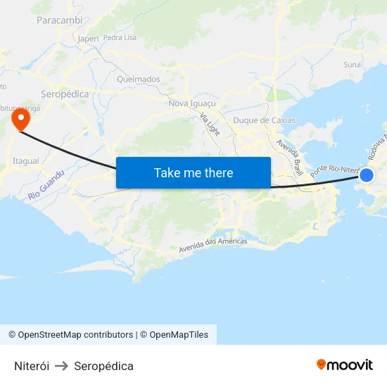 Niterói to Seropédica map