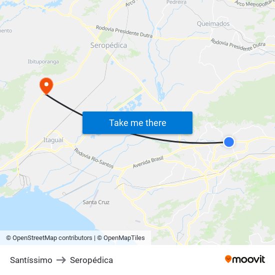 Santíssimo to Seropédica map