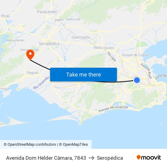 Avenida Dom Hélder Câmara, 7843 to Seropédica map