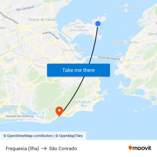Freguesia (Ilha) to São Conrado map