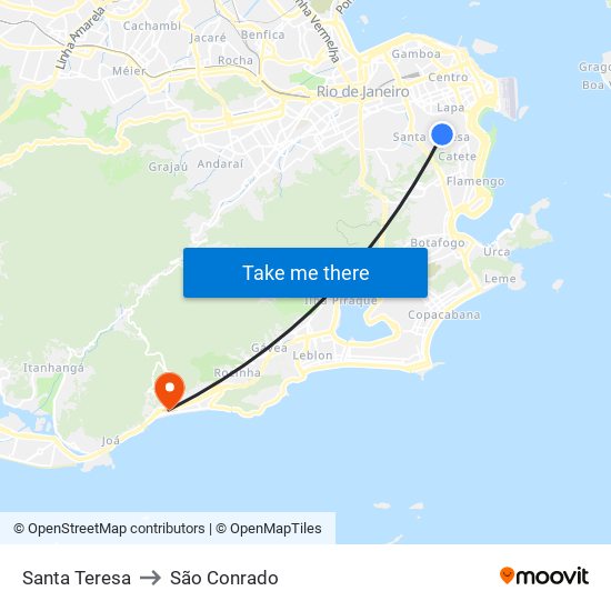 Santa Teresa to São Conrado map