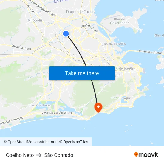 Coelho Neto to São Conrado map
