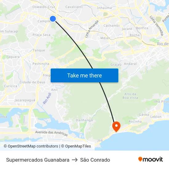 Supermercados Guanabara to São Conrado map