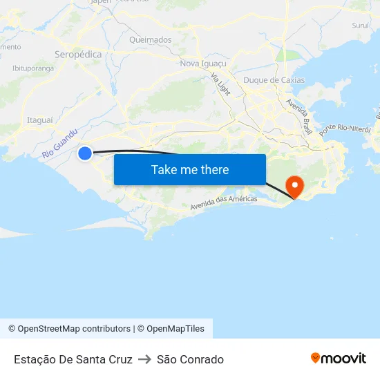 Estação De Santa Cruz to São Conrado map