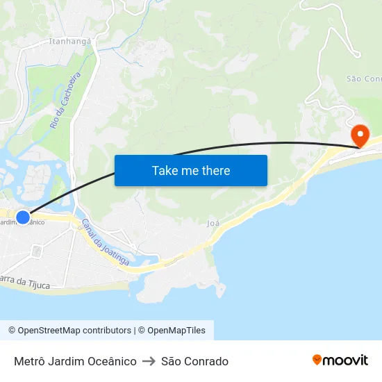 Metrô Jardim Oceânico to São Conrado map