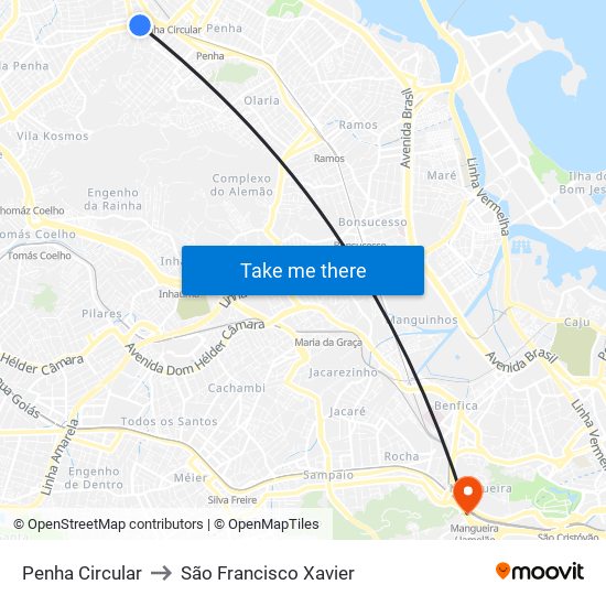 Penha Circular to São Francisco Xavier map