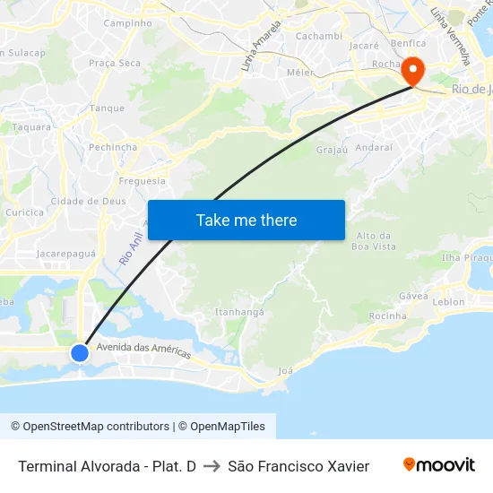 Terminal Alvorada - Plat. D to São Francisco Xavier map
