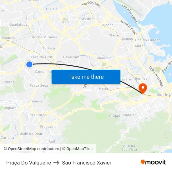 Praça Do Valqueire to São Francisco Xavier map