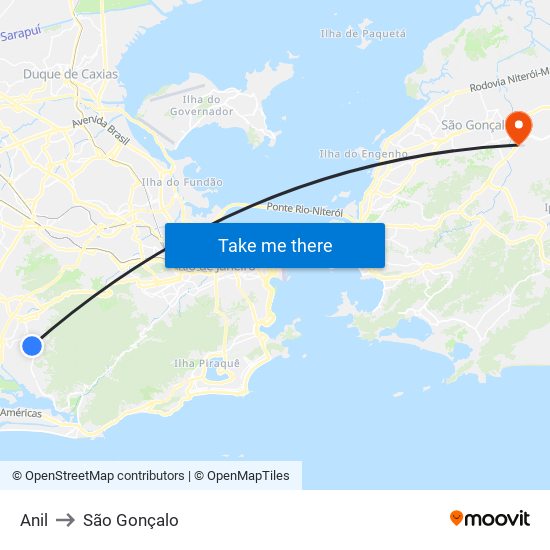 Anil to São Gonçalo map