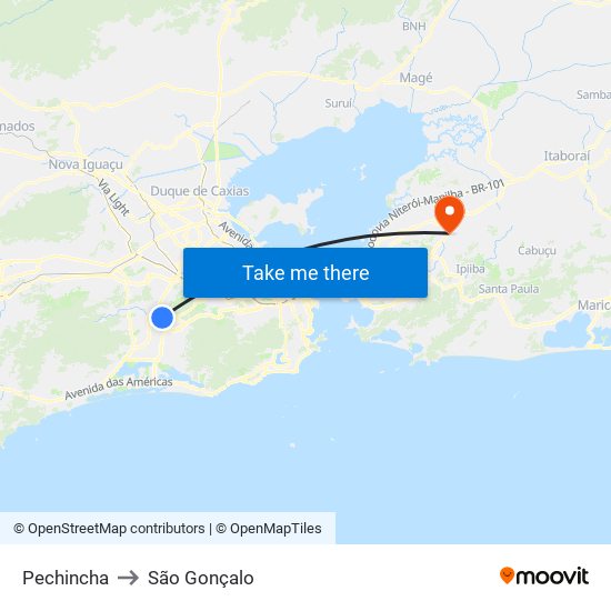 Pechincha to São Gonçalo map