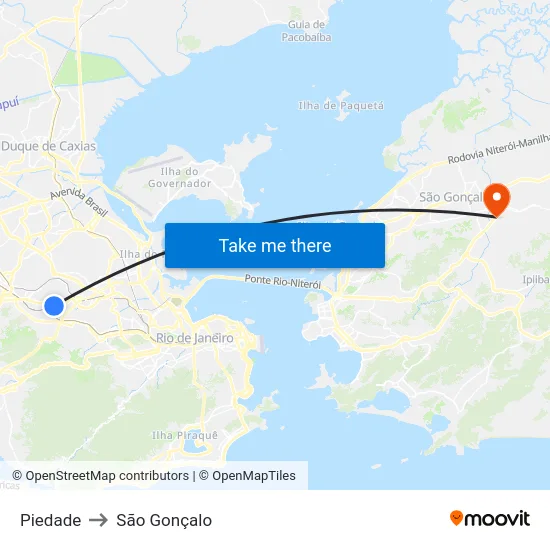 Piedade to São Gonçalo map