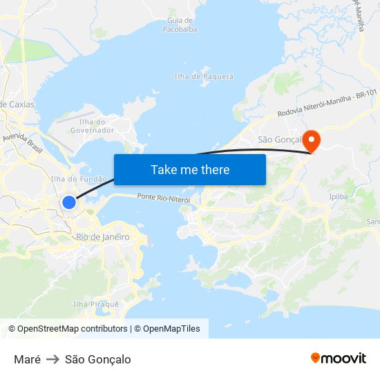 Maré to São Gonçalo map