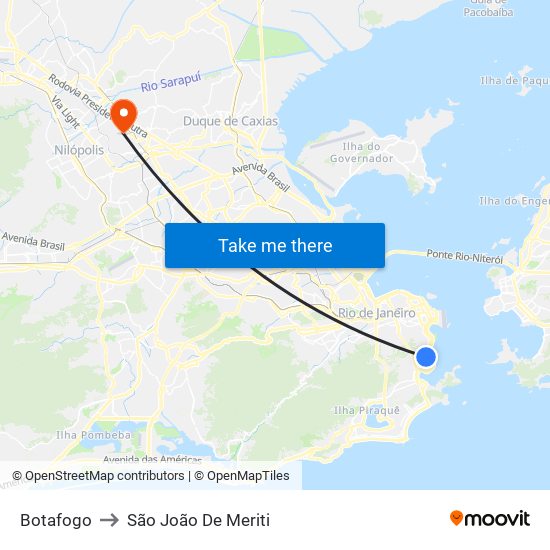 Botafogo to São João De Meriti map