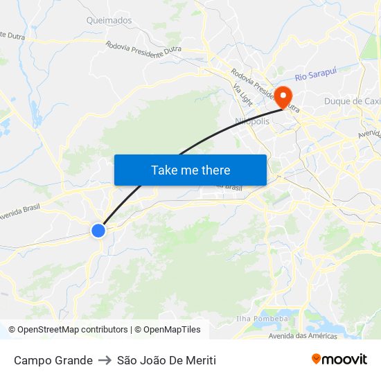 Campo Grande to São João De Meriti map