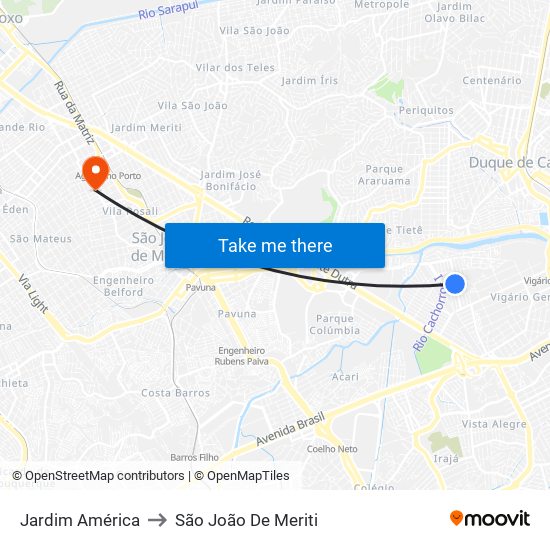 Jardim América to São João De Meriti map