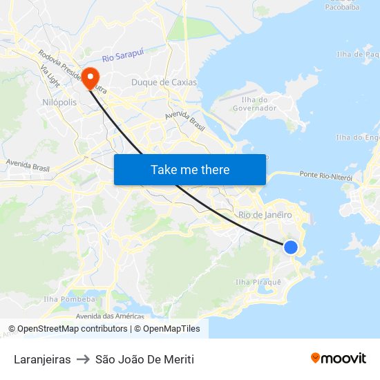 Laranjeiras to São João De Meriti map