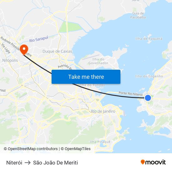 Niterói to São João De Meriti map