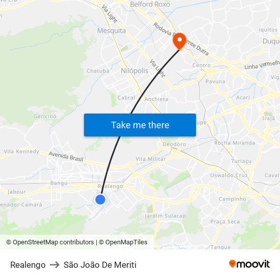 Realengo to São João De Meriti map