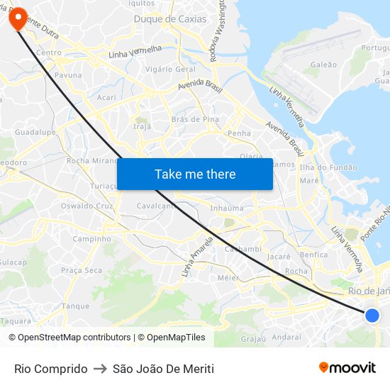 Rio Comprido to São João De Meriti map