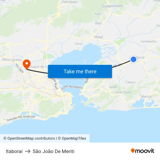 Itaboraí to São João De Meriti map
