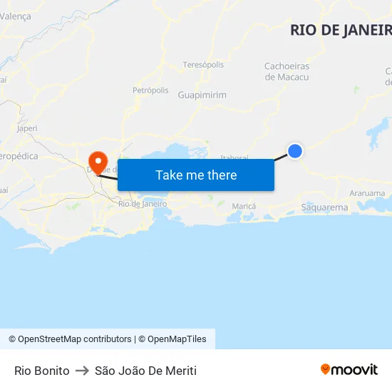 Rio Bonito to São João De Meriti map