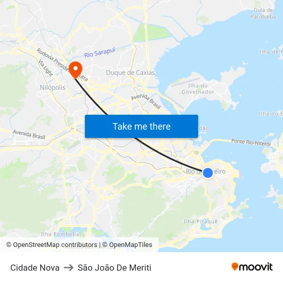 Cidade Nova to São João De Meriti map