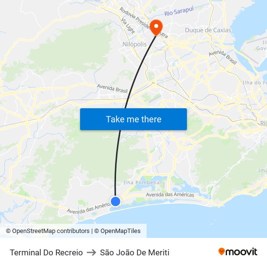 Terminal Do Recreio to São João De Meriti map