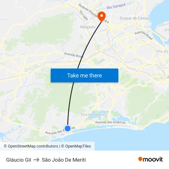 Gláucio Gil to São João De Meriti map