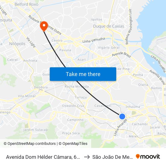 Avenida Dom Hélder Câmara, 6769 to São João De Meriti map