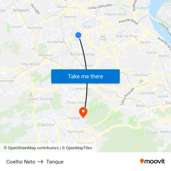 Coelho Neto to Tanque map