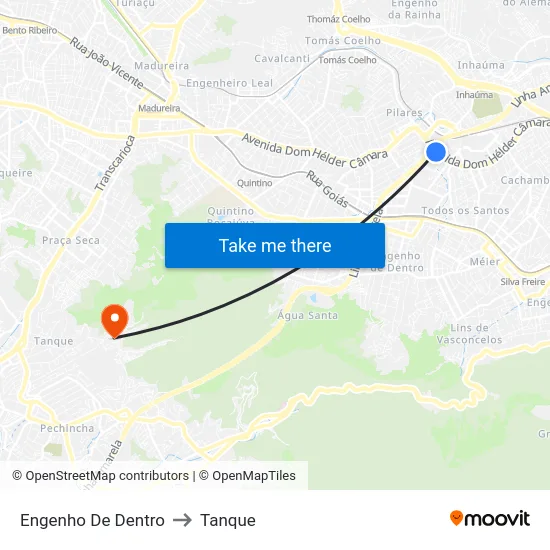 Engenho De Dentro to Tanque map