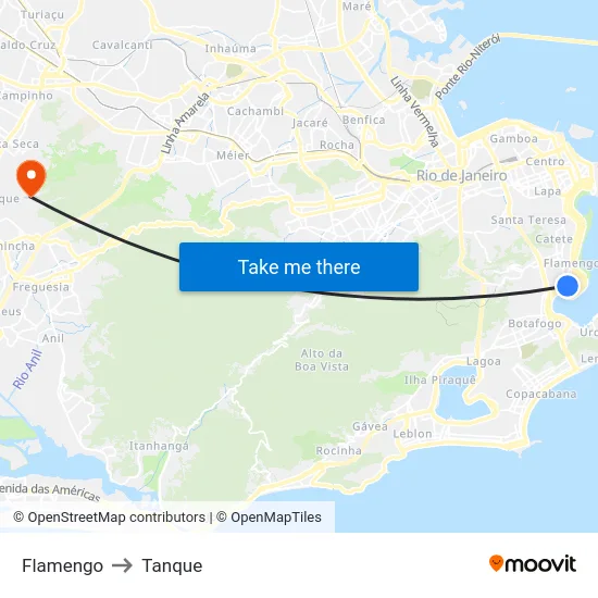 Flamengo to Tanque map