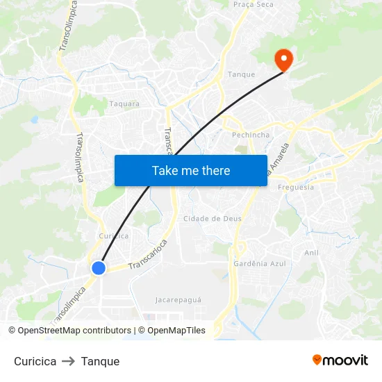 Curicica to Tanque map