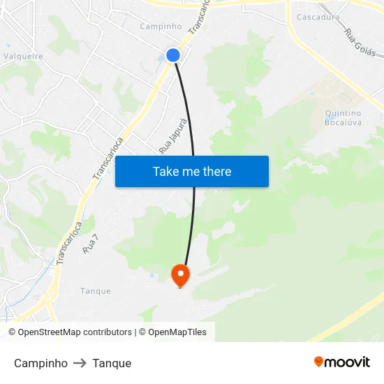 Campinho to Tanque map