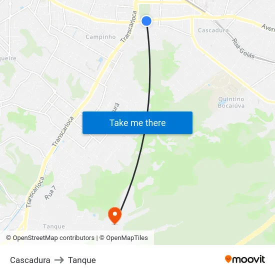Cascadura to Tanque map